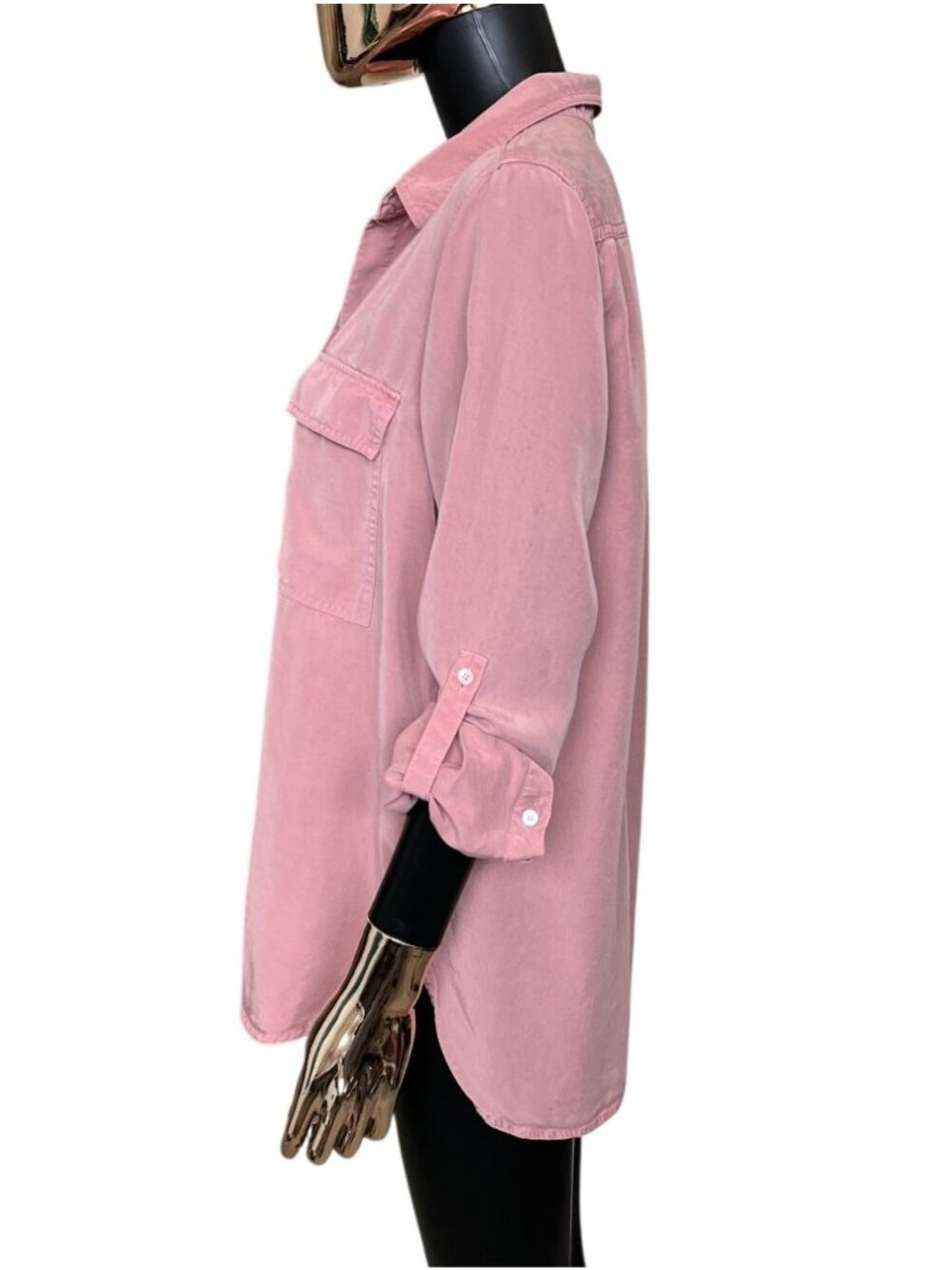 Babaton Dusty Rose Lyocell Utility Button Front Blouse Size M - Picture 4 of 11
